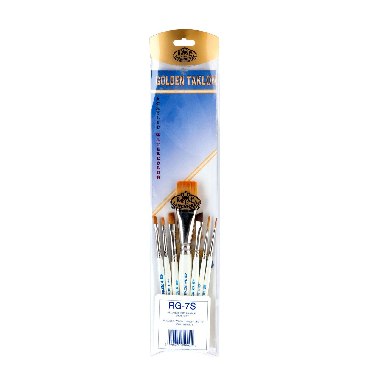 RSET-RG7S | Royal Gold™ 7pc Golden Taklon Variety Short Handle Brush Set
